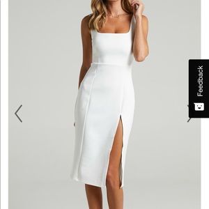 White midi dress